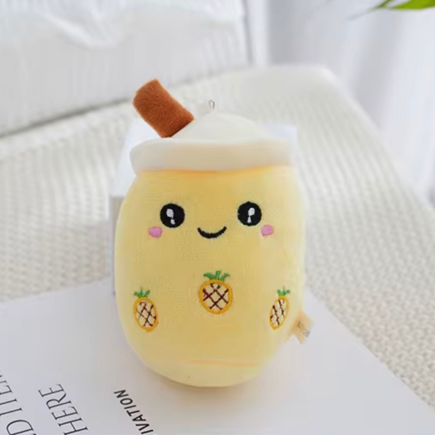 Milk Tea Boba Plush Keychain - Yellow