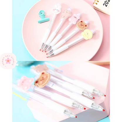 Cartoon Kawaii Gel Pens Set of 5 | 0.5mm Sunny Sky Studio