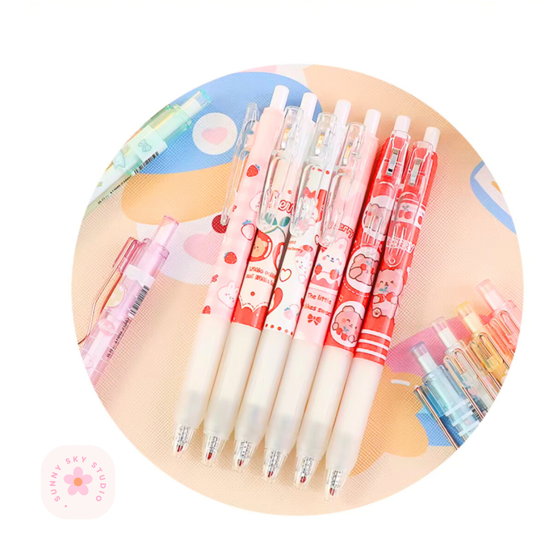 Cartoon Animals Gel Pen Set 12-Piece Sunny Sky Studio