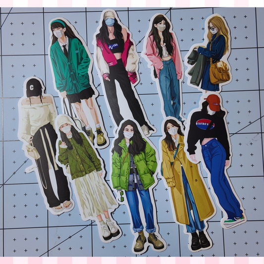 Aesthetic Girl Stickers Wearing Face Masks – Random 10 Pcs | Cute Streetwear Fashion Stickers Sunny Sky Studio