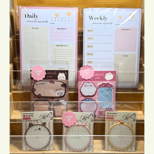 Perfectly Planned: 7-Piece Set - Cute Notepad Sunny Sky Studio