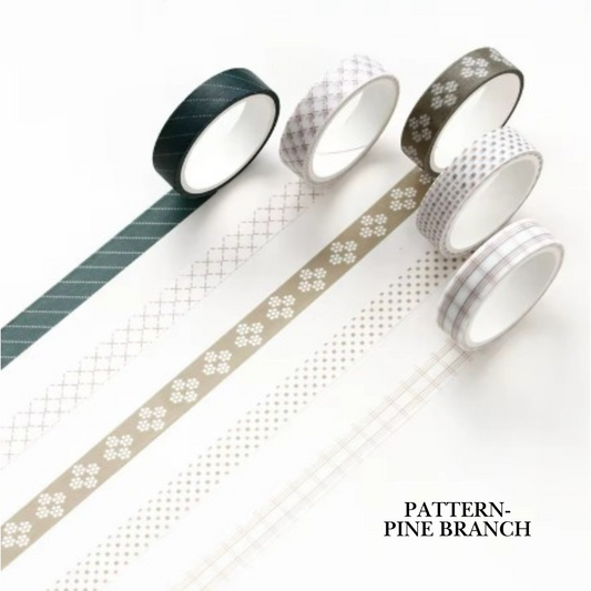 Pattern-Pine Branch - 5 Rolls Washi Tape Set