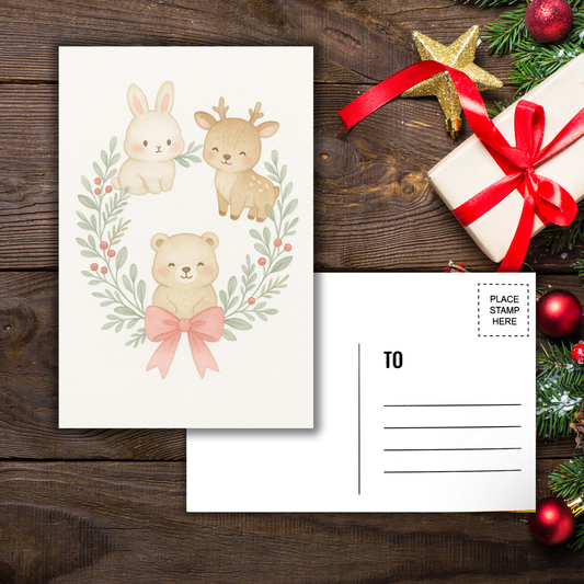 Kawaii Merry Christmas Postcard 16 Sunny Sky Studio