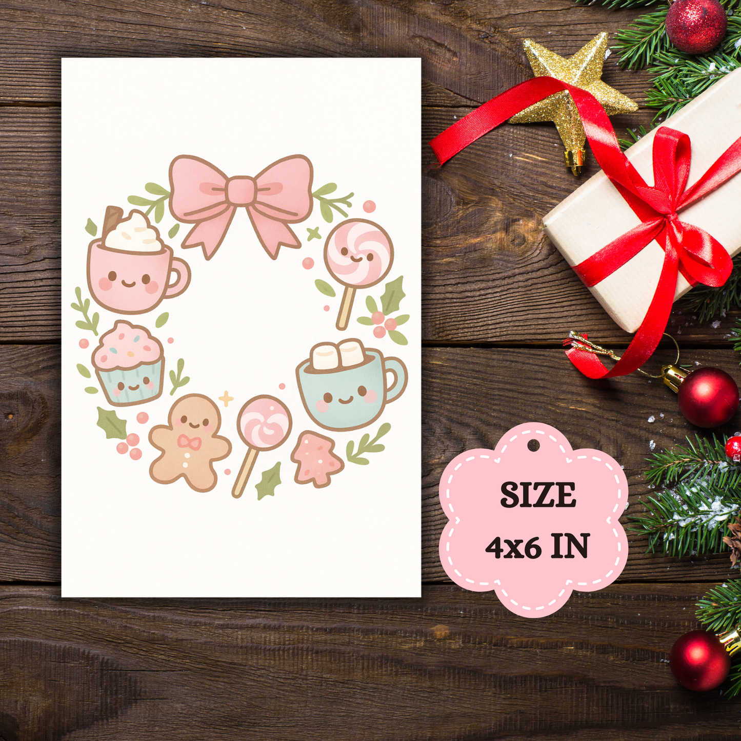 Kawaii Merry Christmas Postcard 17 Sunny Sky Studio