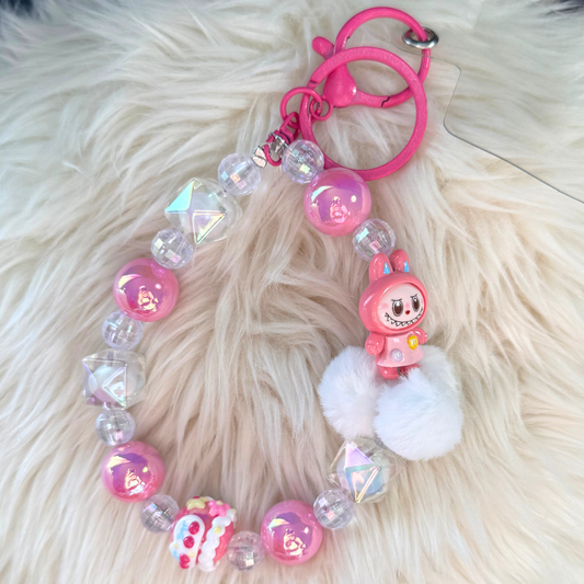 Cartoon Beads Keychain -PINK Sunny Sky Studio
