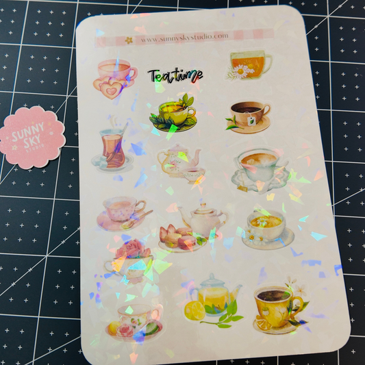 Teacups Sticker Sheet Sunny Sky Studio