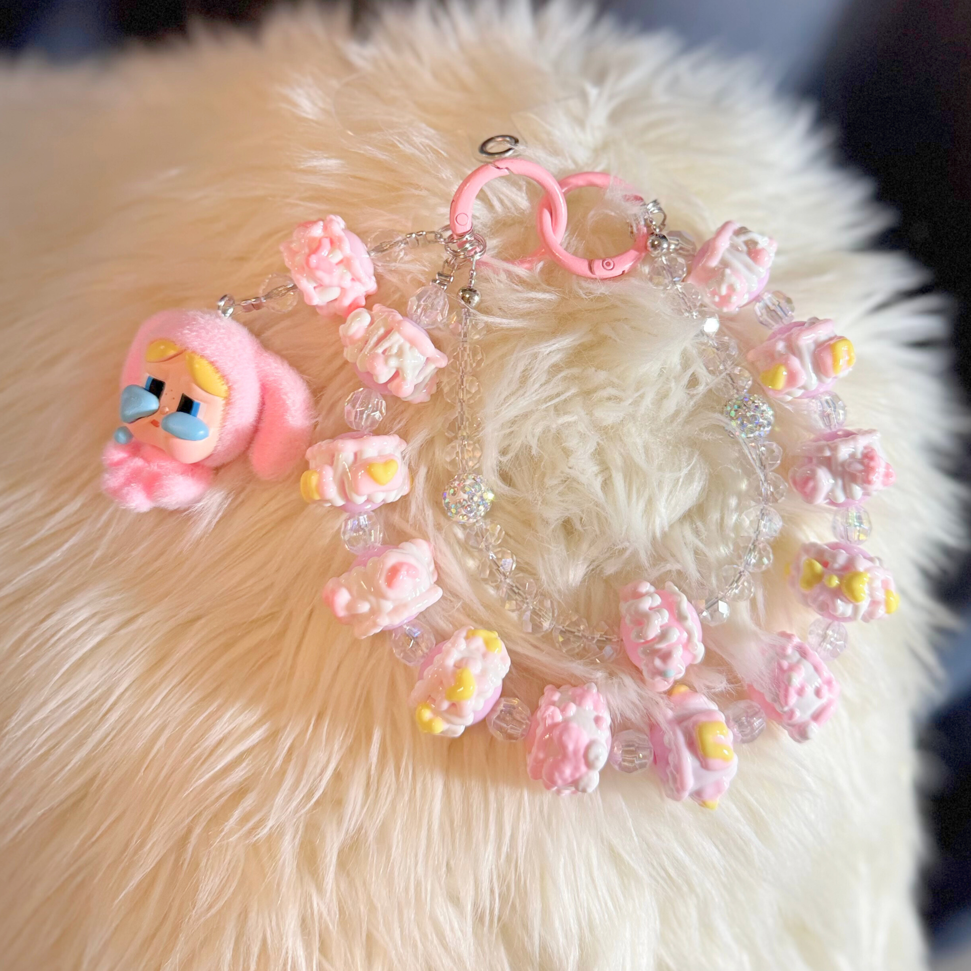Kawaii Pink Plush Keychain Sunny Sky Studio
