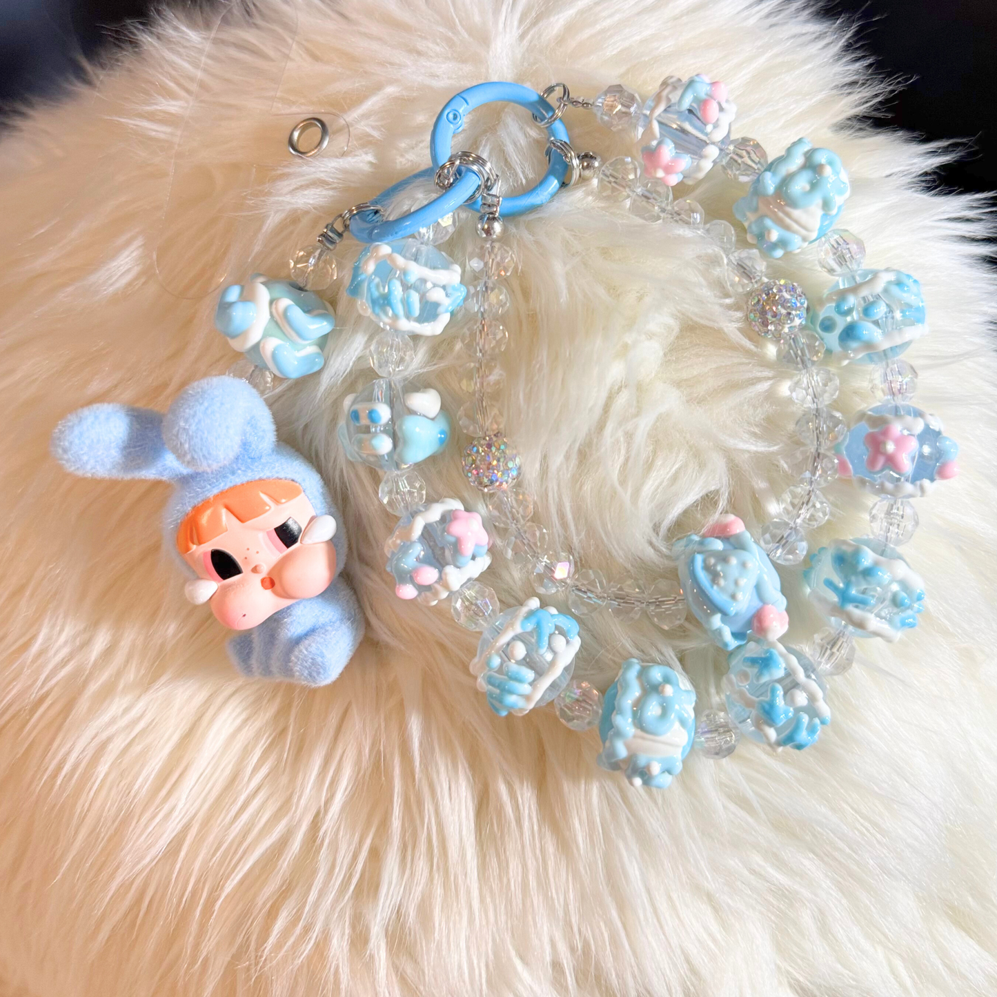 Kawaii Blue Plush Keychain Sunny Sky Studio