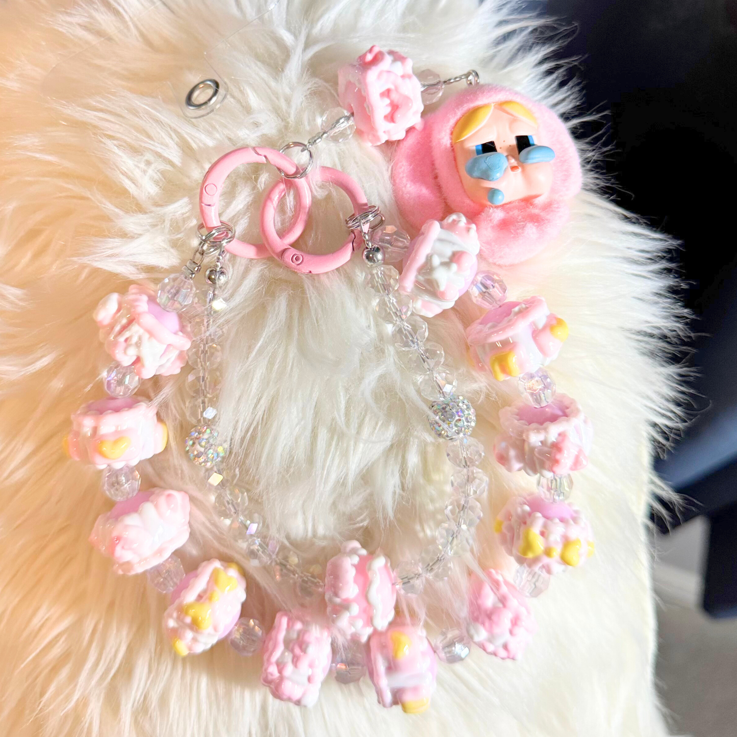 Kawaii Pink Plush Keychain Sunny Sky Studio