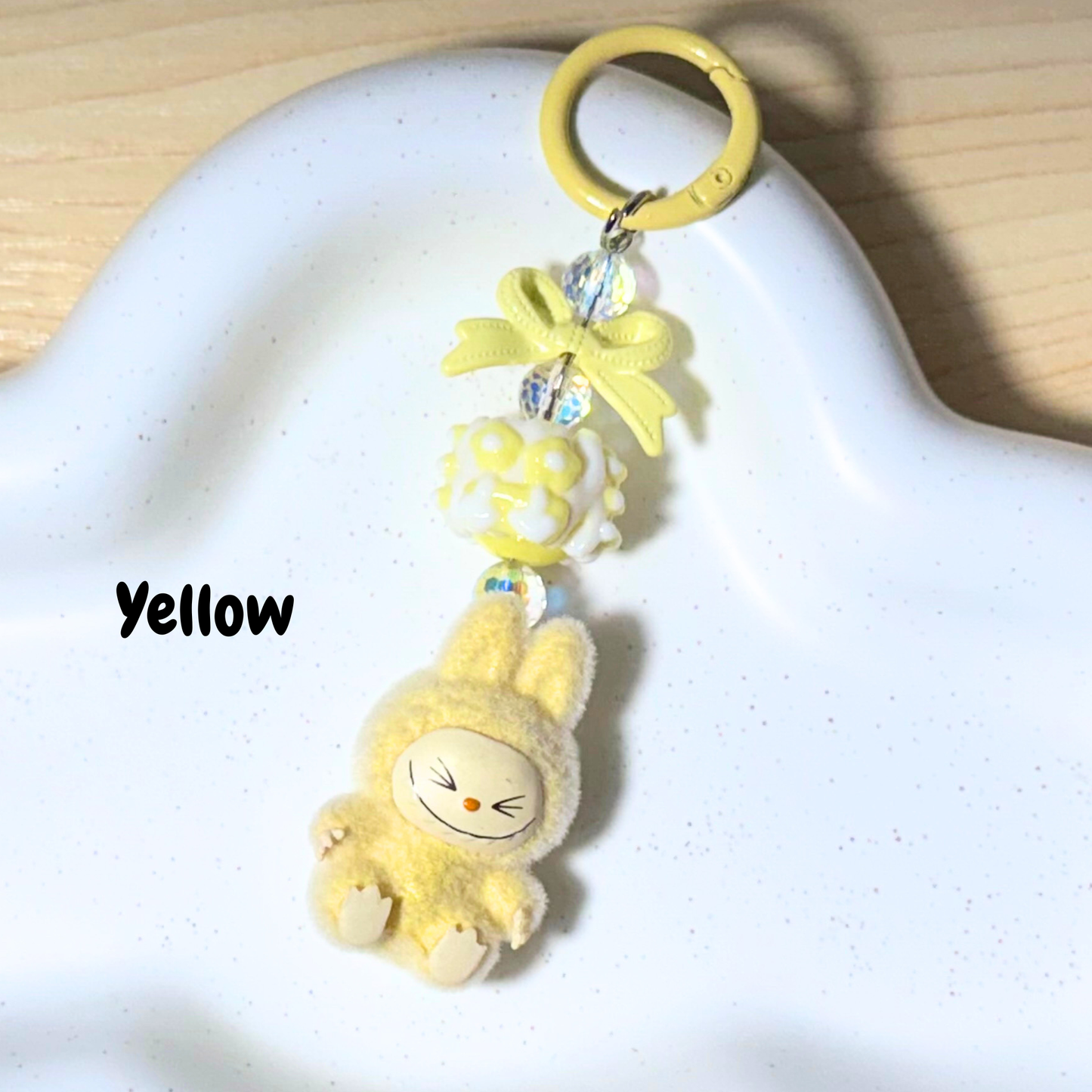 Mini Plush Cartoon Keychain - YELLOW