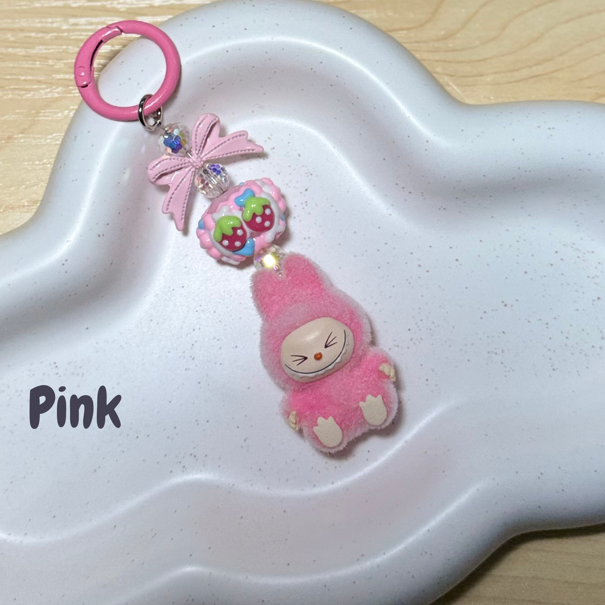 Mini Plush Cartoon Keychain - PINK - Sunny Sky Studio