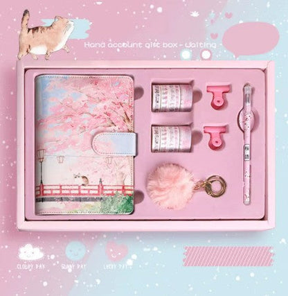 Creative Korean Cherry Blossom Gift Set – A6 Hardcover Notepad Sunny Sky Studio